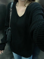 Vintage V-Neck Oversized Loose Sweater