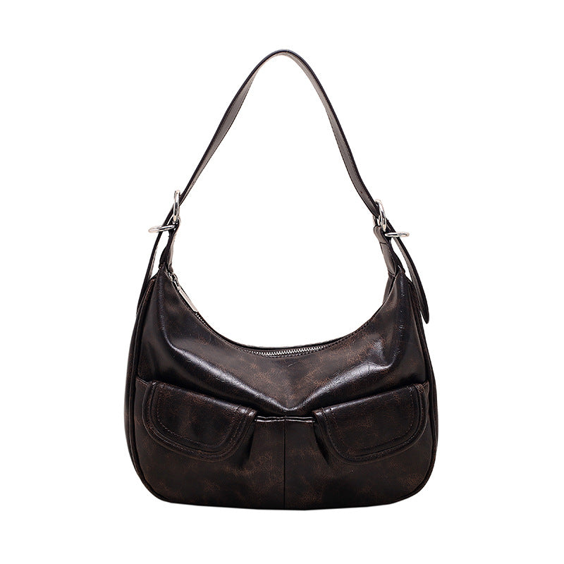 Vintage Washed Pu Leather Shoulder Bag - fairypeony