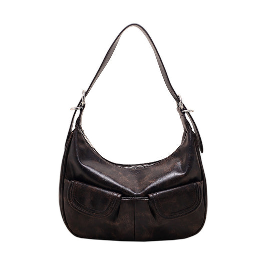 Vintage Washed Pu Leather Shoulder Bag - fairypeony