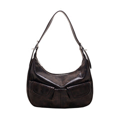 Vintage Washed Pu Leather Shoulder Bag - fairypeony