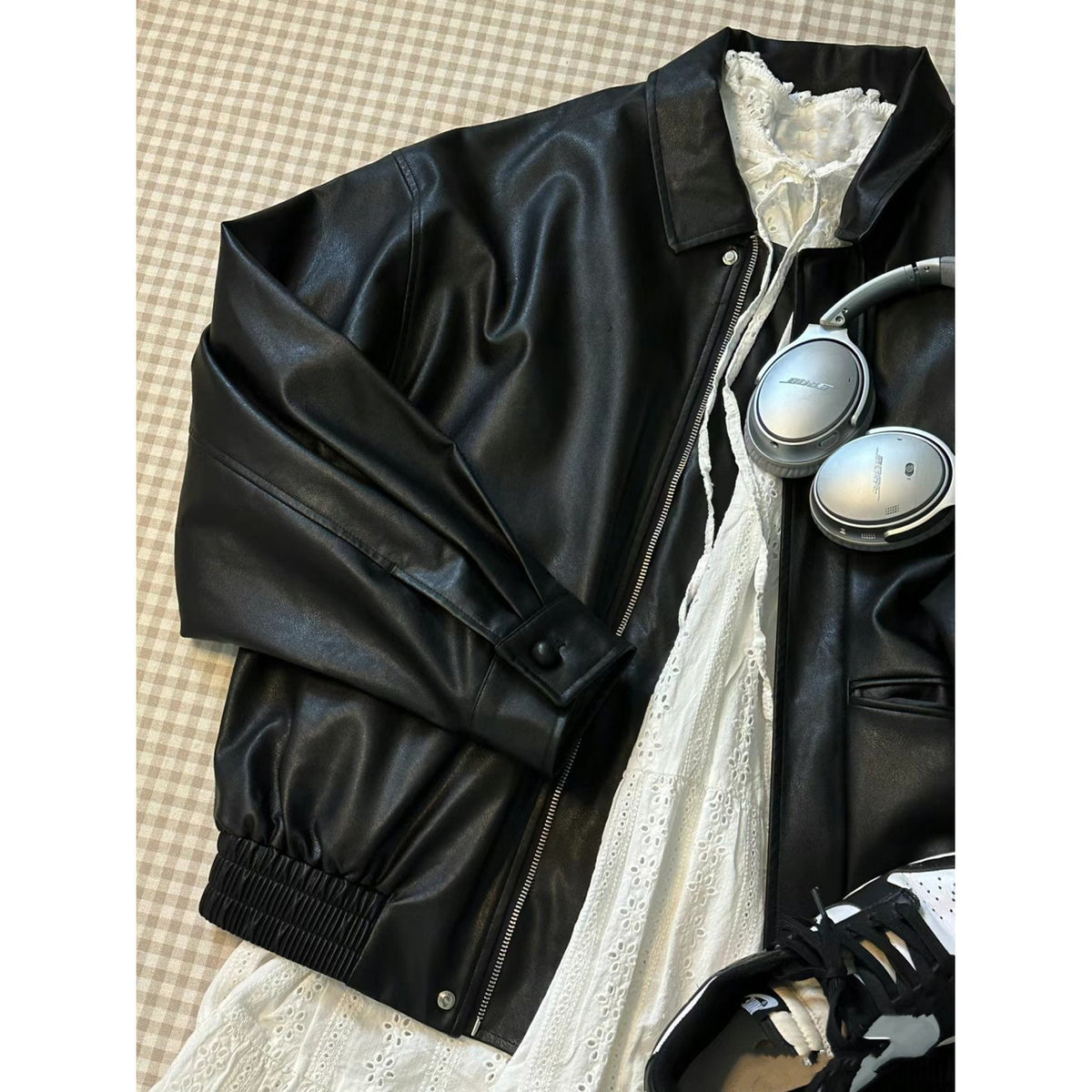Retro Biker PU Leather Jacket – Asymmetric Zip Double Collar Moto Coat