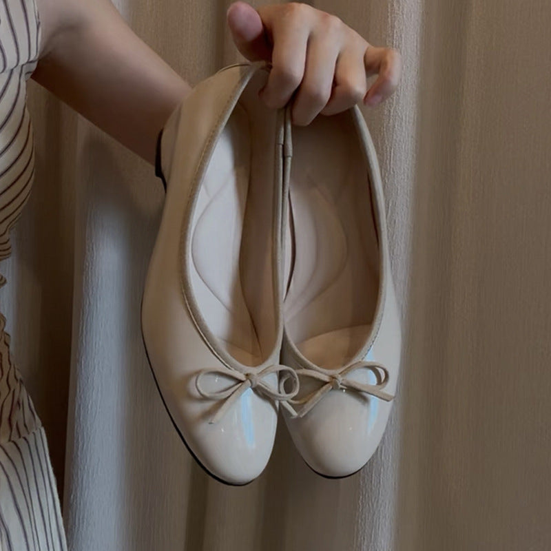 Round Toe Bowknot Ballet Flat Shoes