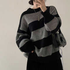 Round Neck Striped Oversized Sweater
