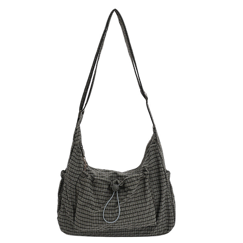 Vintage Checkered Print Crossbody Bag
