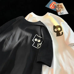 Cute Cat Print Oversized T-shirt