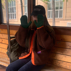 Aesthetic Lamb Wool Patchwork Jacket