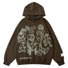 Pink Graffiti Couple Oversized Hoodie - fairypeony