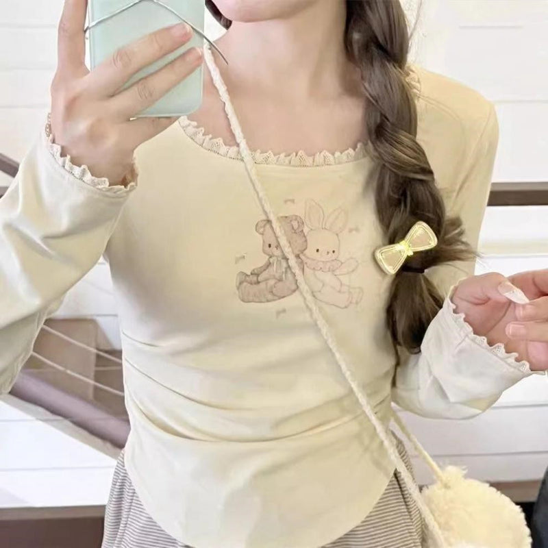 Pure Bear Printed Bottoming Shirt Women