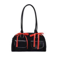 Aesthetic Ribbon Satchel Velvet Shoulder Bag