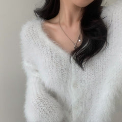Solid Color Fuzzy Oversized Cardigan