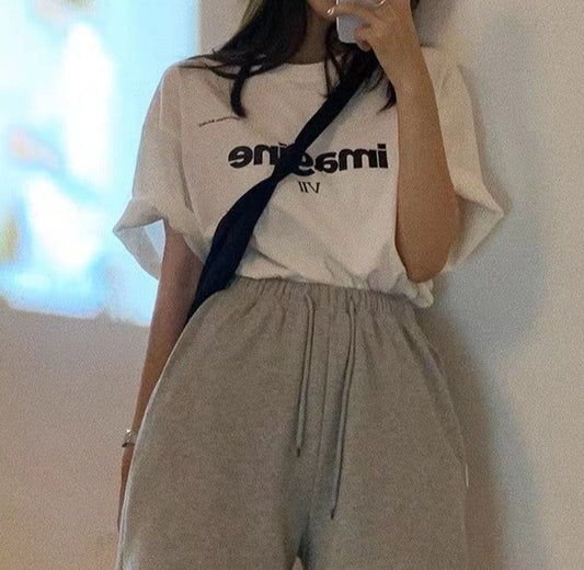 Vintage Letter Print Oversized Tee