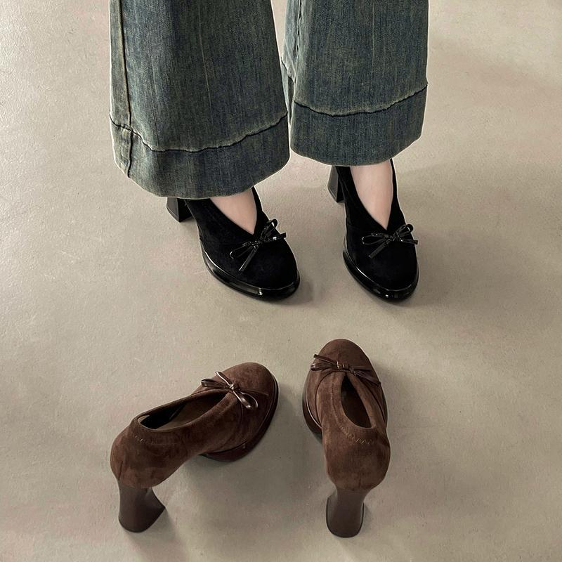 Retro Buckle Heeled Mary Jane Shoes - fairypeony