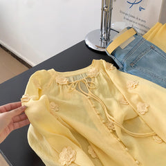 Aesthetic Flowers Design Blouse