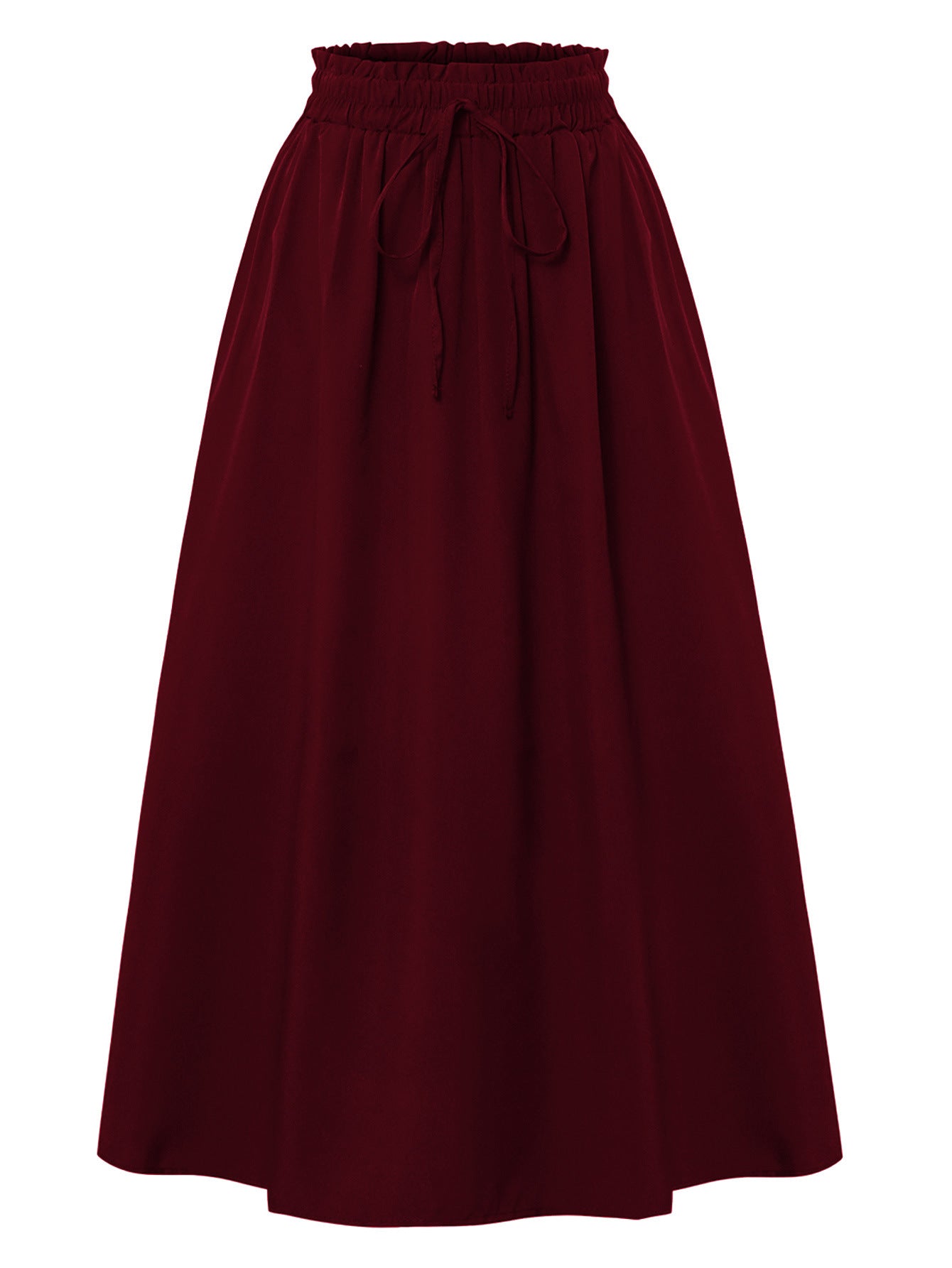 Drawstring Waist Casual Midi Skirt with Pockets - fairypeony