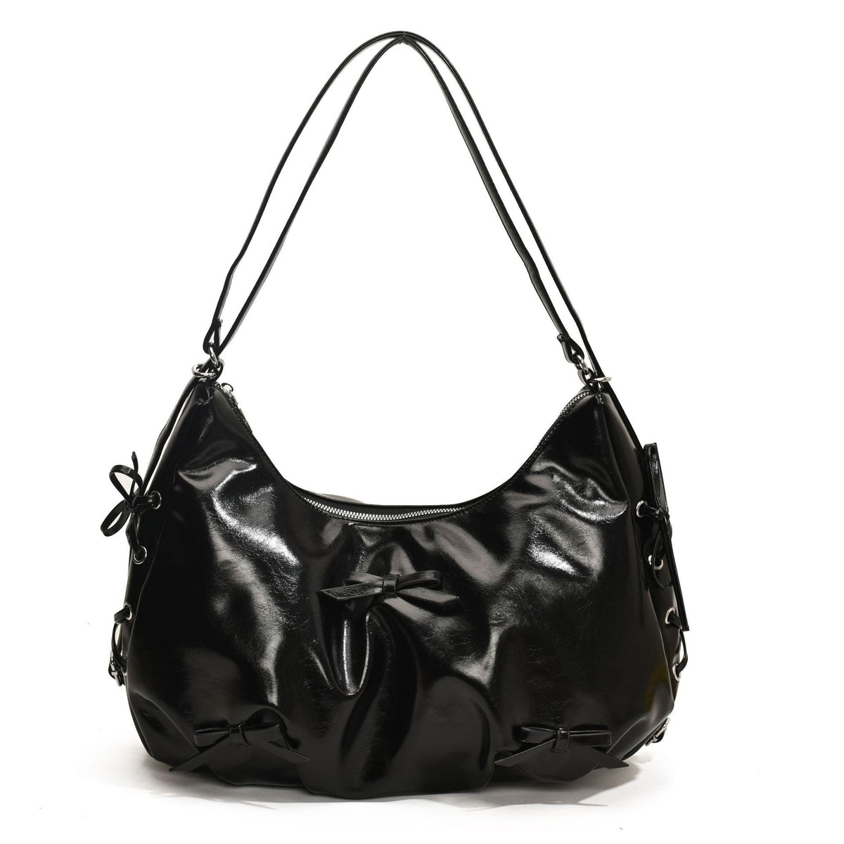 Side Lace Up Bow Pu Leather Backpack