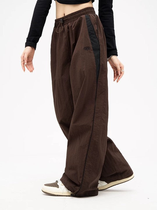 Contrast Piping Baggy Sweatpants - fairypeony