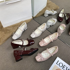 Aesthetic Mary Jane Medium Heel Shoes - fairypeony