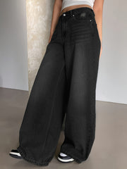 Womens Distressed Wide Leg Denim Trousers