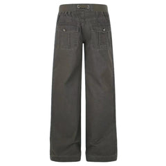 Mid-Thigh Wide-Leg Casual Pants – Retro High Street Loose Fit Cotton Trousers