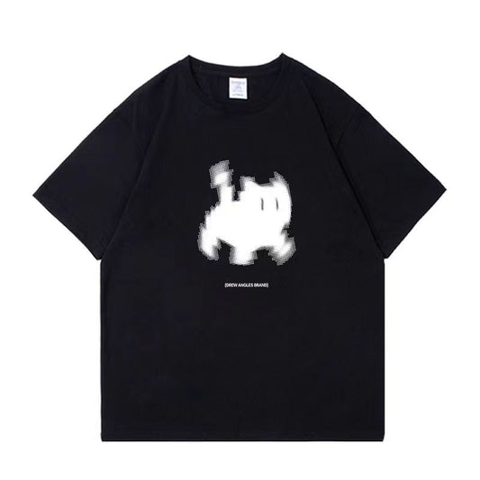 Aesthetic Black Cat Print Oversized T-shirt - fairypeony