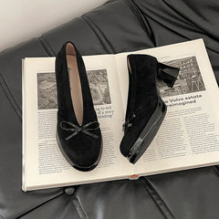 Retro Buckle Heeled Mary Jane Shoes - fairypeony