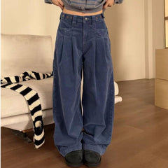 Loose Wide-Leg Corduroy Work Pants – Fleece-Lined Unisex Retro Trousers