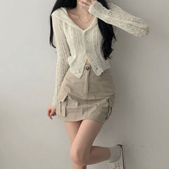 Solid Color Long Sleeve Button Long Sleeve Cardigan
