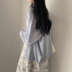 Aesthetic V-Neck Thin Knitted Cardigan