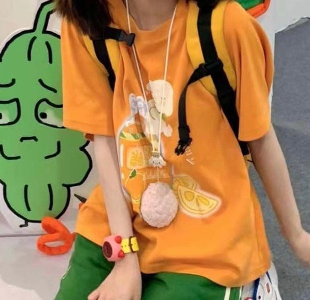 Aesthetic Cartoon Print Oversized T-shirt - fairypeony