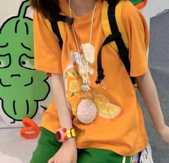 Aesthetic Cartoon Print Oversized T-shirt - fairypeony