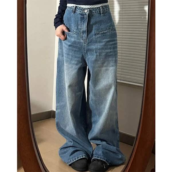90's Vintage Washed Loose Boyfriend Jeans