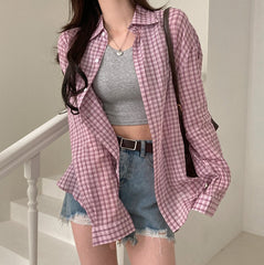 Casual Plaid Print Long Sleeve Blouse