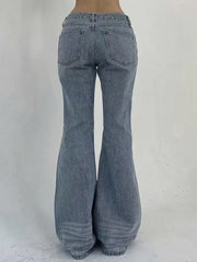 Vintage Blue Flared Denim Jeans for Women