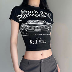Vintage Print Short Sleeve Tee - fairypeony