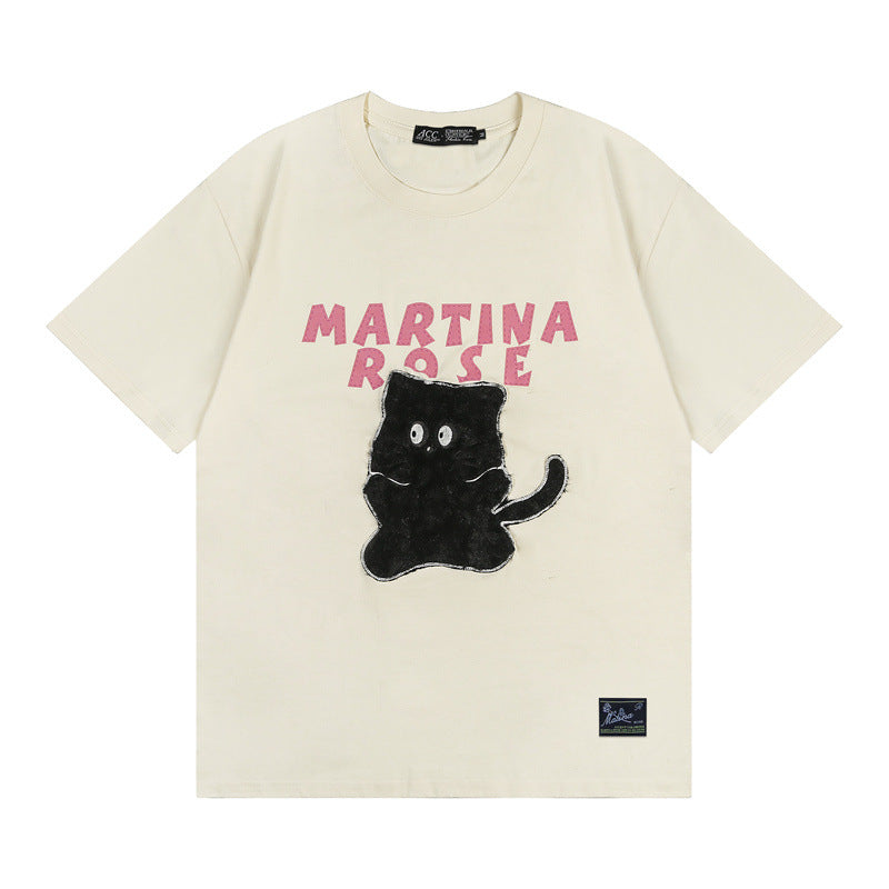 Toweling Black Cat Oversized Short Sleeve Tee