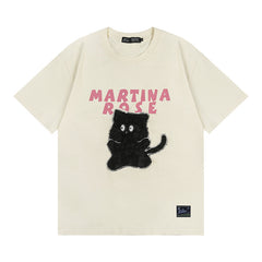 Toweling Black Cat Oversized Short Sleeve Tee