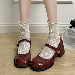 Round Toe Thick Heel Mary Jane Shoes