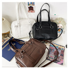 Solid Color Uniform Pu Leather Crossbody Bag