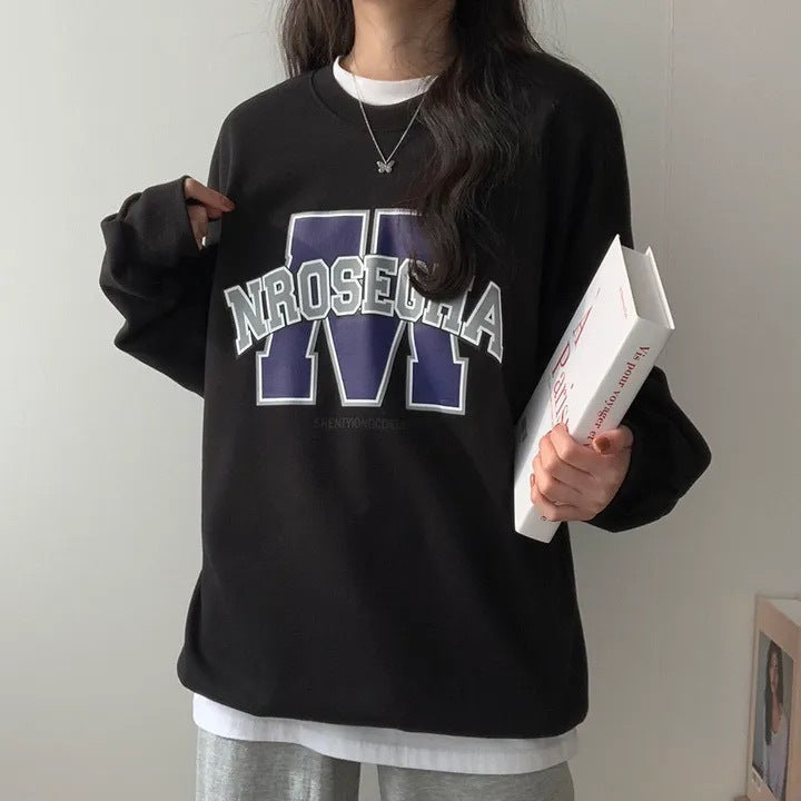 Vintage Logo Print Round Neck Sweatshirt