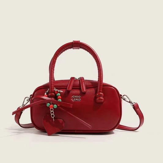 Red Plaid Pillow Portable Shoulder Messenger Bag - fairypeony