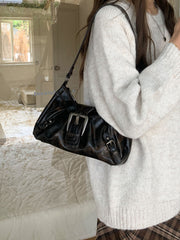 Vintage Y2K Punk Pu Leather Shoulder Bag - fairypeony