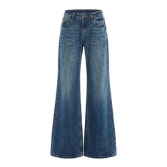2000s Vintage Cat-Claw Cracked Bamboo Flared Jeans – High-Waist Wide-Leg Denim XS–XL
