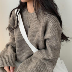 Dark Academia Round Neck Pullover Sweater - fairypeony