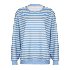 Round Neck Striped Oversized Sweatshirt