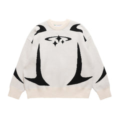 Star Jacquard Baggy Sweater - fairypeony