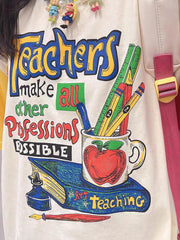 Cartoon Print Patchwork Oversized Short Sleeve Tee