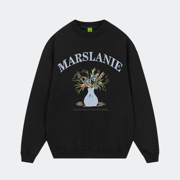 Cotton crew neck sweatshirt in black