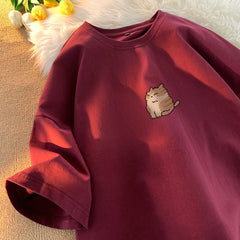 Lovely Cat Print Oversized T-shirt