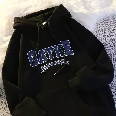 Vintage Print Embroidered Hoodie