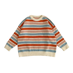 New Korean fan chic small color matching striped sweater - fairypeony
